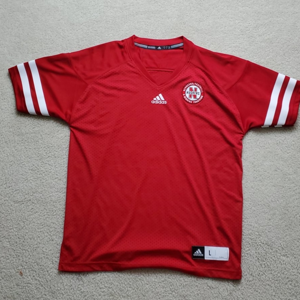 Adidas Red Husker Home Jersey, Sz L, New